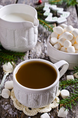 Fototapeta na wymiar Hot drink with marshmallows