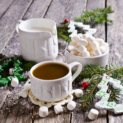 Hot drink with marshmallows