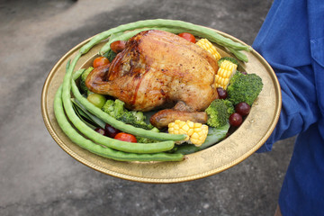 Roasted turkey chicken for thanksgiving day