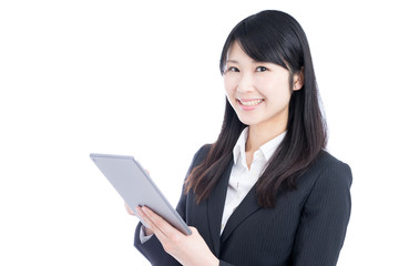 タブレットPCを持った女性