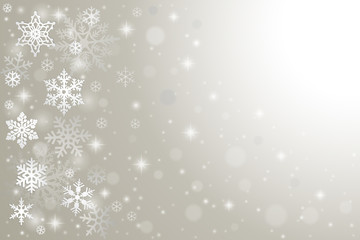 Abstract winter background with falling snowflakes and snow