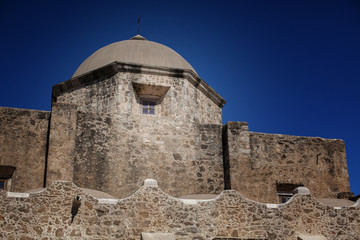 San Jose Mission with Dome Tower / Interesting View of the Domed Church of the Historic San Jose Mission