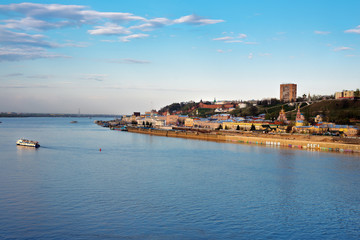 Fototapeta na wymiar View of Lower Volga embankment in Nizhny Novgorod.