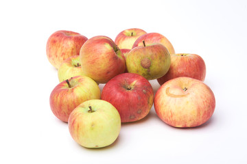 Biological natural apples isolated on white background. Grown without fertilizers and chemistry.