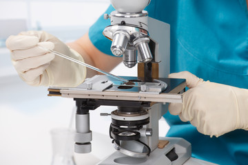 Working with a microscope