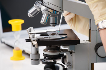 Working with a microscope