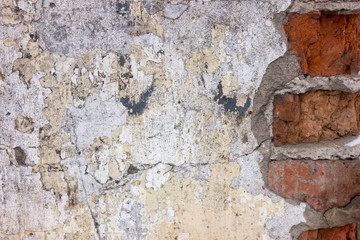 old damaged plaster bricks wall grange