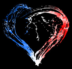 symbolic  heart in the colors of the French flag
