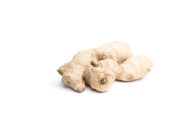 Uncut spice ginger root isolated against white background select