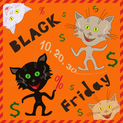 Amusing cats announcing a Black Friday
