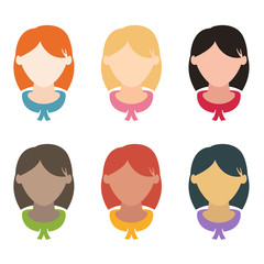 Set flat design girls hairstyles.Vector