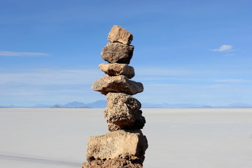 Zen rocks in Salar de Uyuni