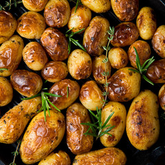 Roasted potato in a frying pan