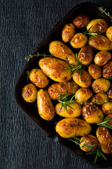 Roasted potato in a frying pan