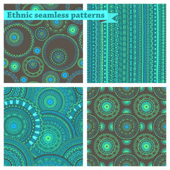 Abstract vector tribal doodle ethnic pattern set. Hand drawn.