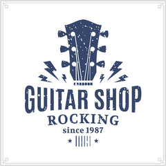 Naklejka premium Guitar Shop Logo