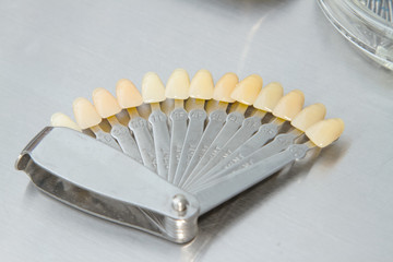 Dental teeth shades samples,dental color shade guide isolated on
