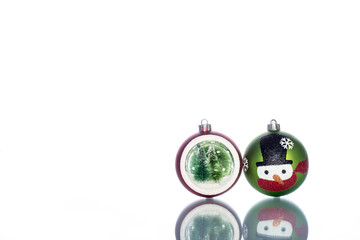 Snowman Baubles with snowglobe with christmas tree inside