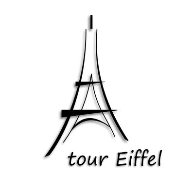 Eiffel Tower with text against white background