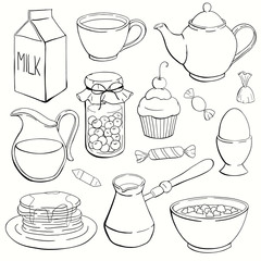 vector breakfast set