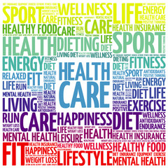 Health care word cloud background, health concept