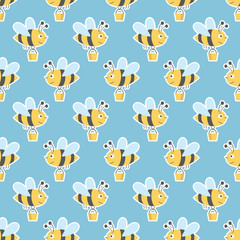 Naklejka premium vector seamless pattern with bees