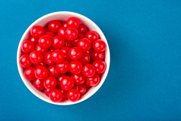 Bowl of Red Cherry Candies