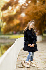 Little girl in the autumn park