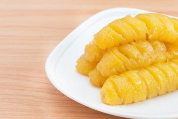 Banana boiled with syrup (Thai dessert).