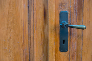 Door with metal handle