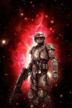 futuristic space trooper soldier