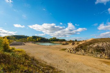 Lake and forest. Autumn landscape.
