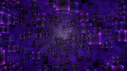 Colorful Abstract Floating Cubes Illustration - Violet