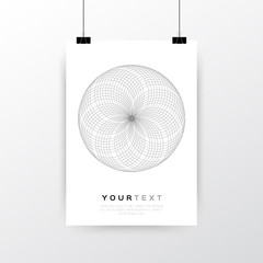 A4 / A3 Format Poster Minimal Abstract Geometric Line Circle Design with your text, paper clips and shadow EPS 10 stock vector illustration 