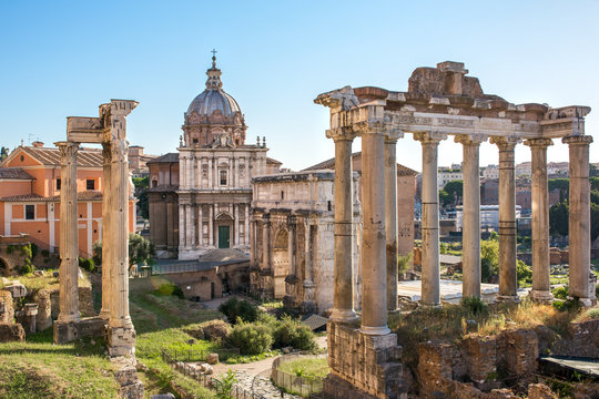 Forum Romanum view from the Capitoline Hill in Italy, Rome.