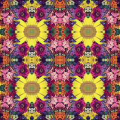 Background from flowers, effect of a kaleidoscope.