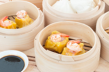 Dim Sum in Bamboo Trays