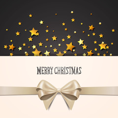 Vector Illustration of a Decorative Christmas Background with Golden Stars