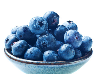 Japanese bowl with blueberries isolated