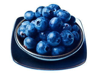 Japanese bowl with blueberries isolated