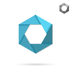 Hexagonal icon, origami style