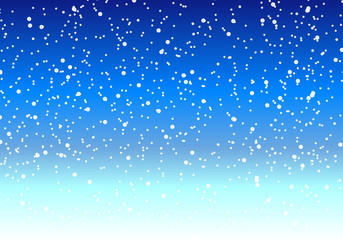 Falling snow at night in the winter sky