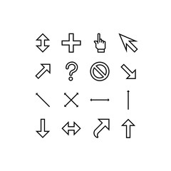 smooth vector cursors icons with outlines