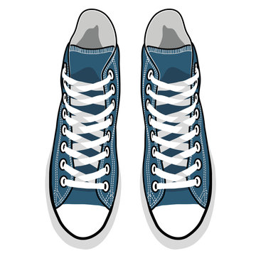 Vector Isolated Cartoon Blue Sneakers