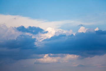 blue sky with fluffy white clouds on a sunny day