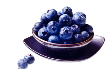 Japanese bowl with blueberries isolated