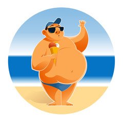 Big man on the beach