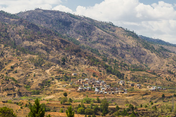 Old village on a mountain valley