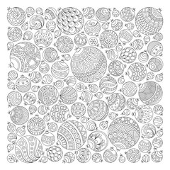 Pattern for coloring book. Christmas hand-drawn decorative eleme