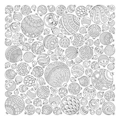 Pattern for coloring book. Christmas hand-drawn decorative eleme